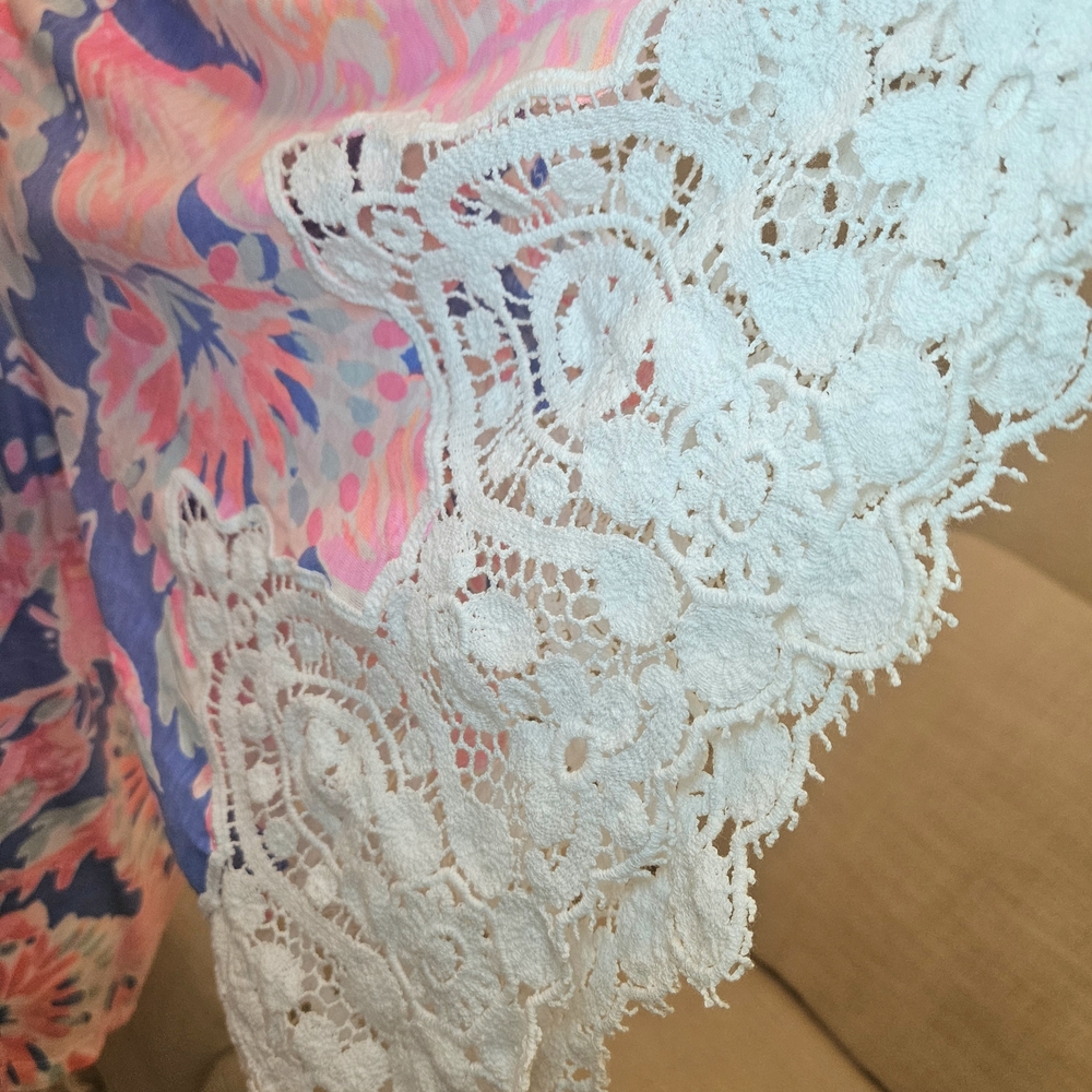 Lilly Pulitzer Pink and Blue Off-the-Shoulder Blouse - Picture 3 of 5